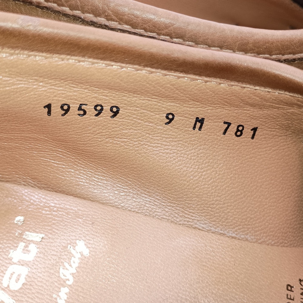 Gravati Mens Tan Brown Leather Penny Loafers Hand Made in Italy Vibram Size 9 M - Picture 8 of 8